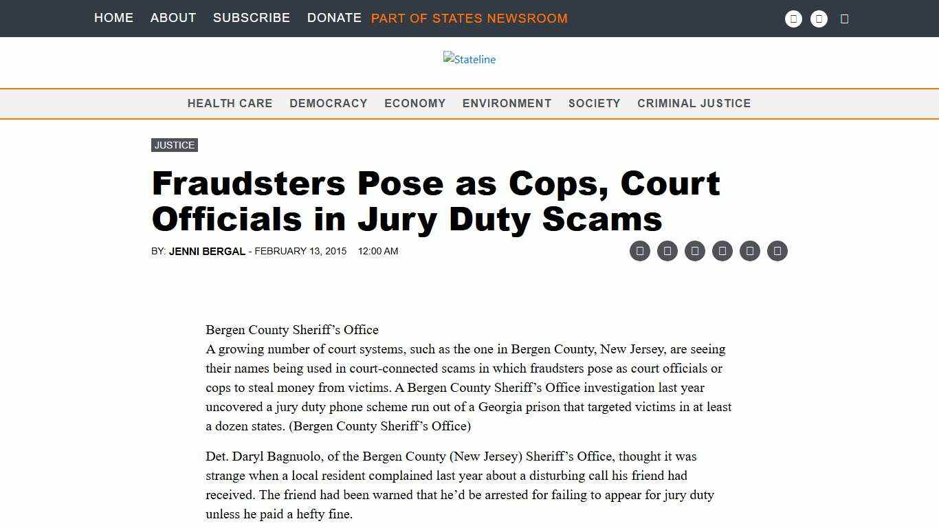 Fraudsters Pose as Cops, Court Officials in Jury Duty Scams • Stateline